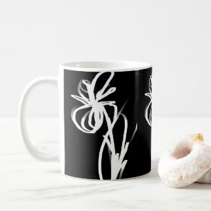 Mug Orchidée Noir : Abstrait noir et blanc