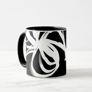 Mug Orchidée Noir : Abstrait noir et blanc