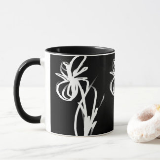 Mug Orchidée Noir : Abstrait noir et blanc