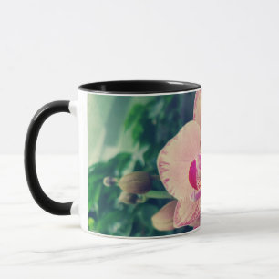Mug Orchidée phalaenopsis fleurs roses à pois florale