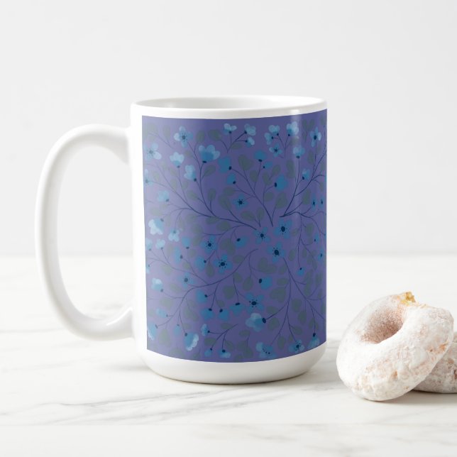 Mug Orchidée rayonnante avec Motif Fleur sauvage bleu (Avec donut)