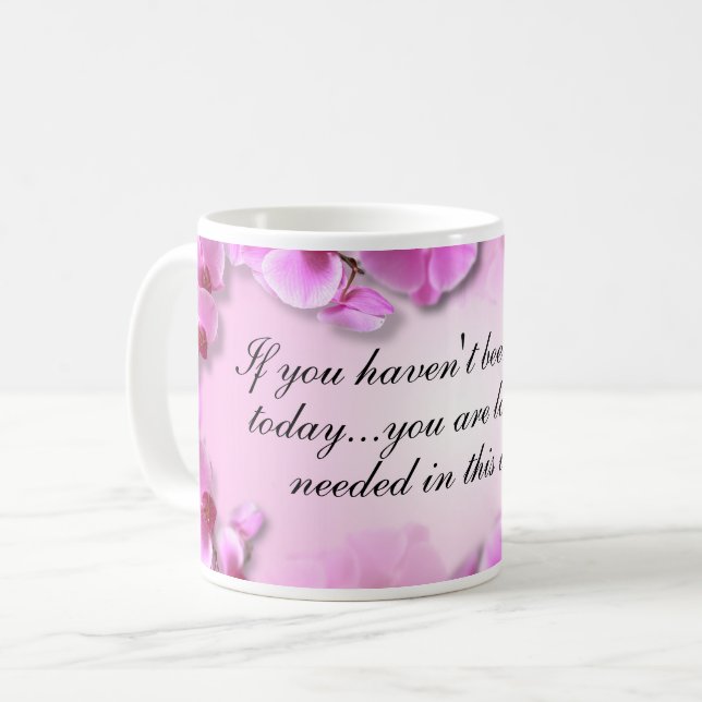 Mug Orchidée rose inspirante personnalisée (Devant gauche)