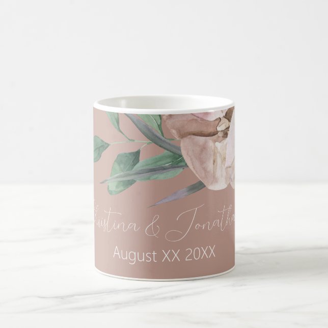 Mug Orchidées aquarelles romantiques sur blush poussié (Centre)