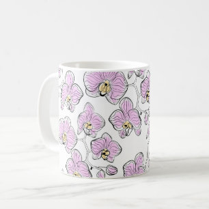 Mug Orchidées phalaenopsis aquarelle sans couture fleu