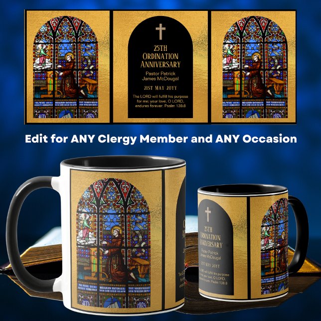 Mug Ordination Anniversaire Prêtre Pasteur Deacon Cler (Créateur téléchargé)
