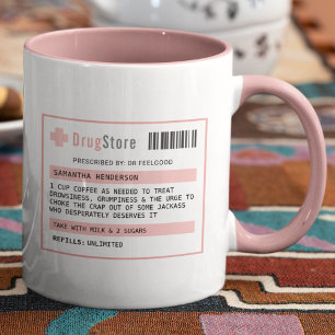 Mug Ordonnance de café/thé drôle personnalisée