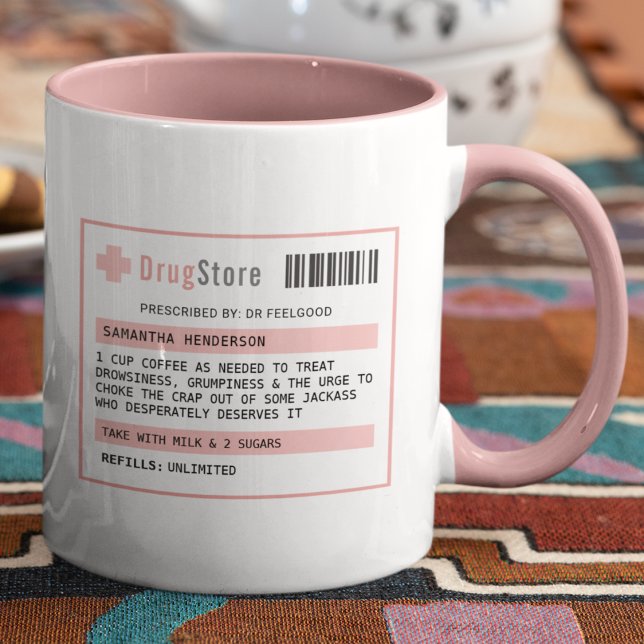 Mug Ordonnance de café/thé drôle personnalisée (Créateur téléchargé)