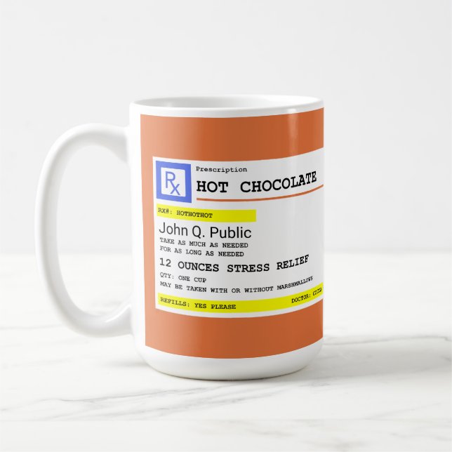 Mug Ordonnance de chocolat chaud personnalisée  (Gauche)