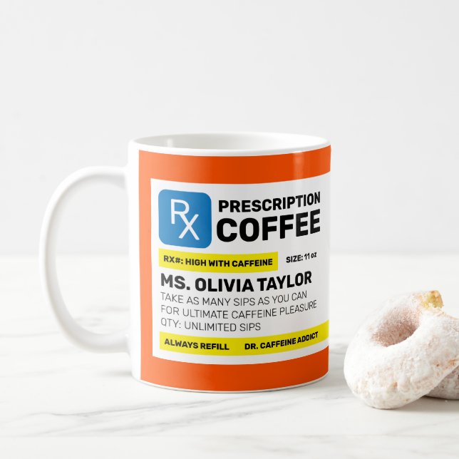Mug Ordonnance drôle entièrement personnalisée (Avec donut)