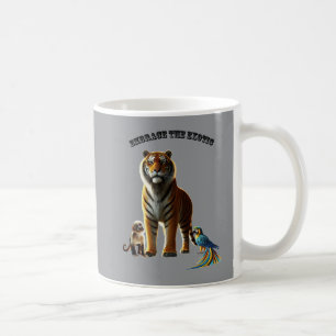 Mug Oreille exotique avec tigre, singe et macaw URM
