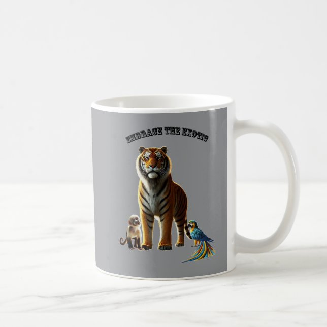Mug Oreille exotique avec tigre, singe et macaw URM (Droite)