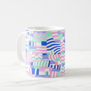 Mug Oreiller à motif géométrique pastel – Rose, Bleu &