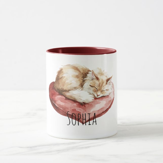 Mug Oreiller Chat Coeur Rouge (Centre)