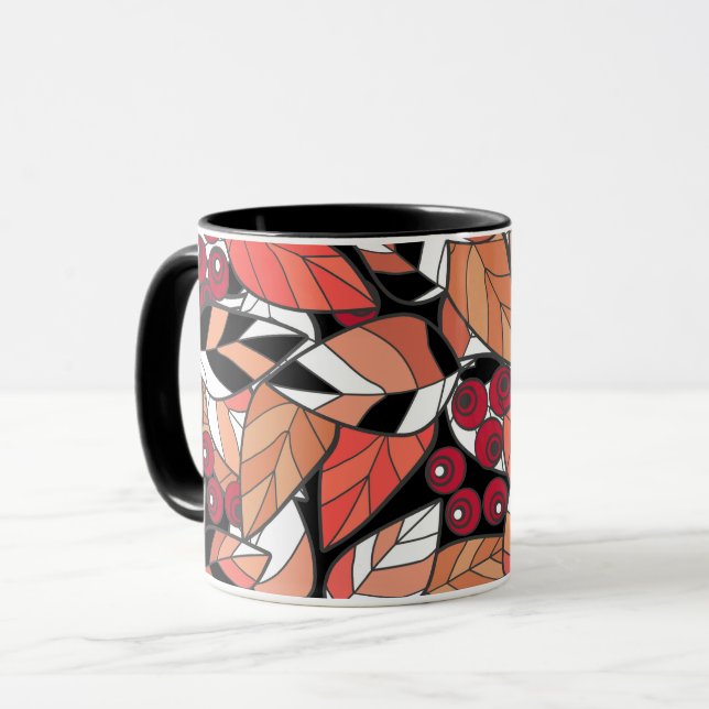 Mug Oreiller jeté feuilles de dessin animé abstraites  (Devant gauche)
