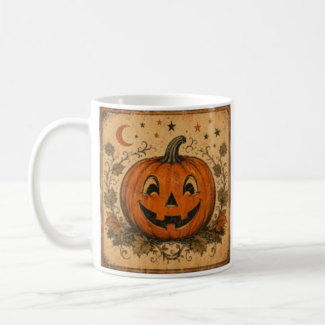 Mug Oreiller jeté vintage citrouille Halloween (Gauche)