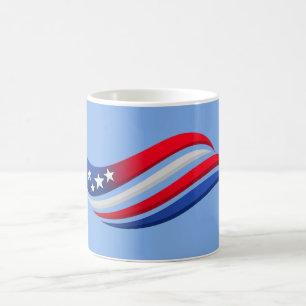Mug Oreiller USA Stars & Stripes Wave Rouge Blanc