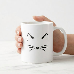 Mug Oreilles et moustaches de chat mignon, nez en form