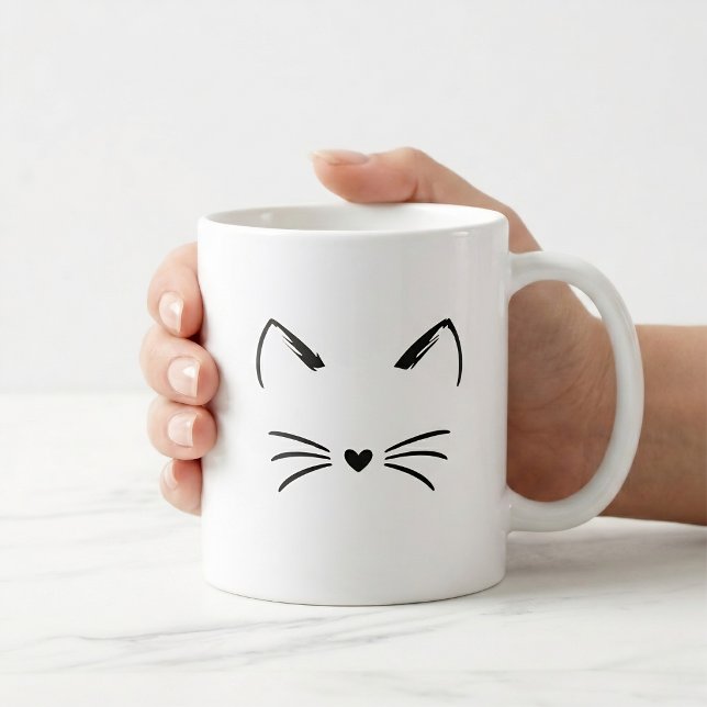 Mug Oreilles et moustaches de chat mignon, nez en form (Créateur téléchargé)