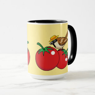 Mug Organic lover Sparrow Eating Red Tomato