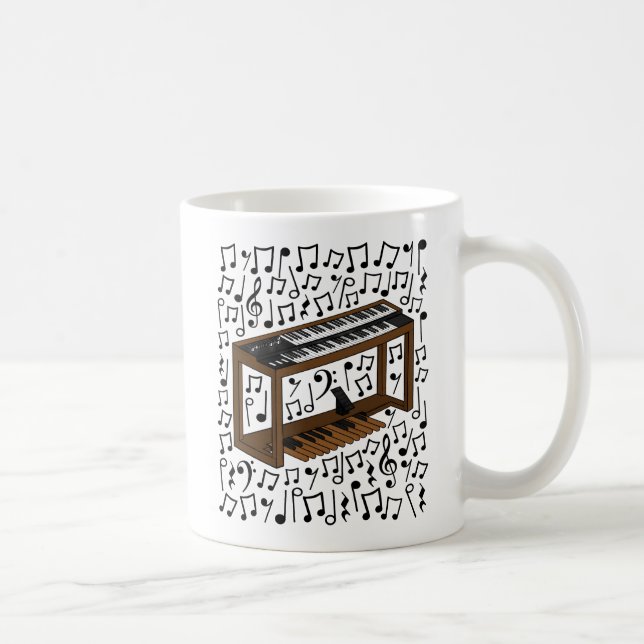 Mug Orgue De Jazz Avec Notes Musicales, Musicien Organ (Droite)