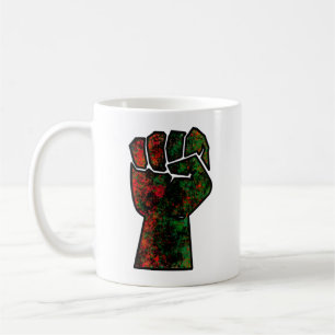 Mug orgueil noir poing vert rouge pan drapeau africain