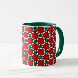 Mug Oriental Rouge Vert arabe Égypte Motif géométrique