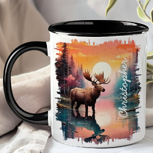 Mug Orignal au reflet du lac Sunset