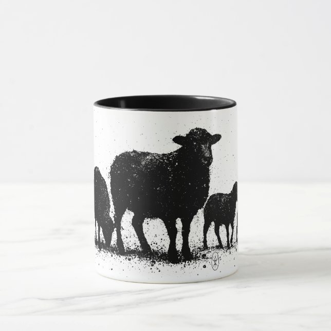 Mug Orkney Sheep — Ink Silhouette Flock (Centre)