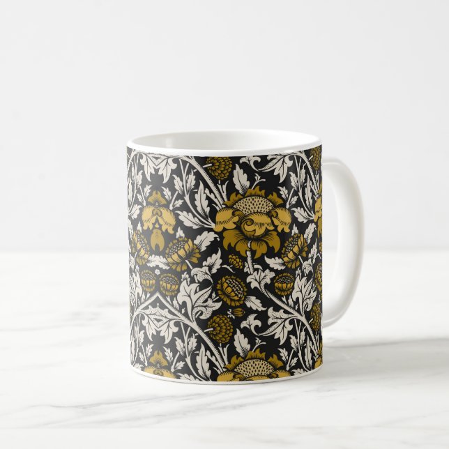 Mug Ornate floral pattern with large gold flowers  (Devant droit)