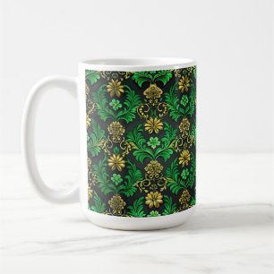 MUG ORNATE GREEN & GOLD IRLANDE FLEURS