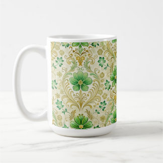 MUG ORNATE GREEN & GOLD IRLANDE FLEURS