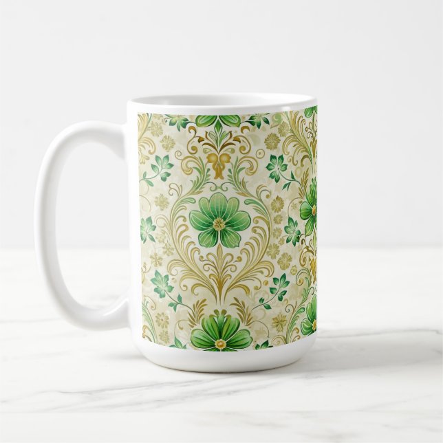 MUG ORNATE GREEN & GOLD IRLANDE FLEURS (Gauche)