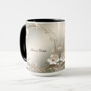 Mug Orné Blanc Floral