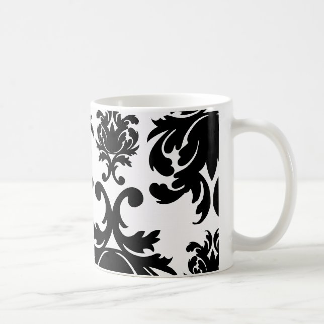 Mug orné formel noir blanc damassé (Droite)