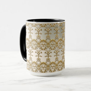 Mug Orné Or Floral Blanc