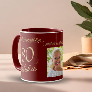 Mug Ornement 80 ans et Fabuleux Photo 80e Anniversaire