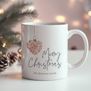 Mug Ornement de coeur de Noël minimaliste