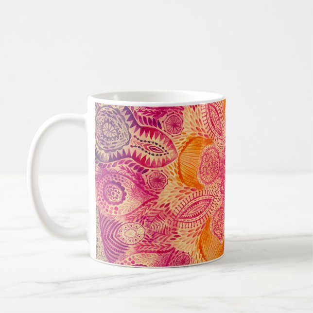 Mug Ornement de dentelle Mandala : Conception d'aquare (Gauche)