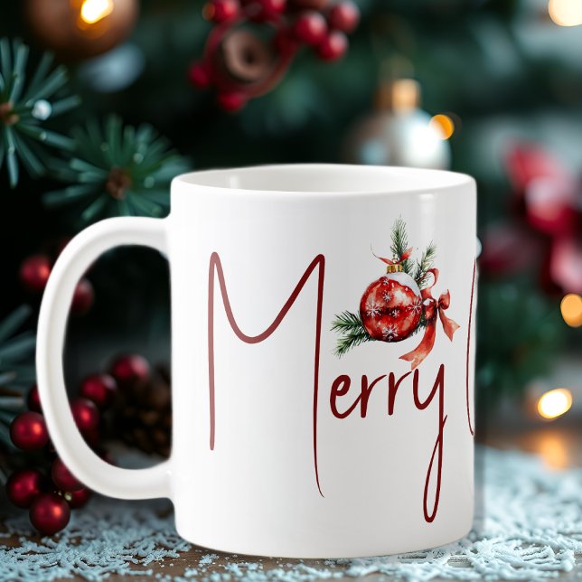 Mug Ornement de Noël avec arc rouge et branches de sap (Créateur téléchargé)