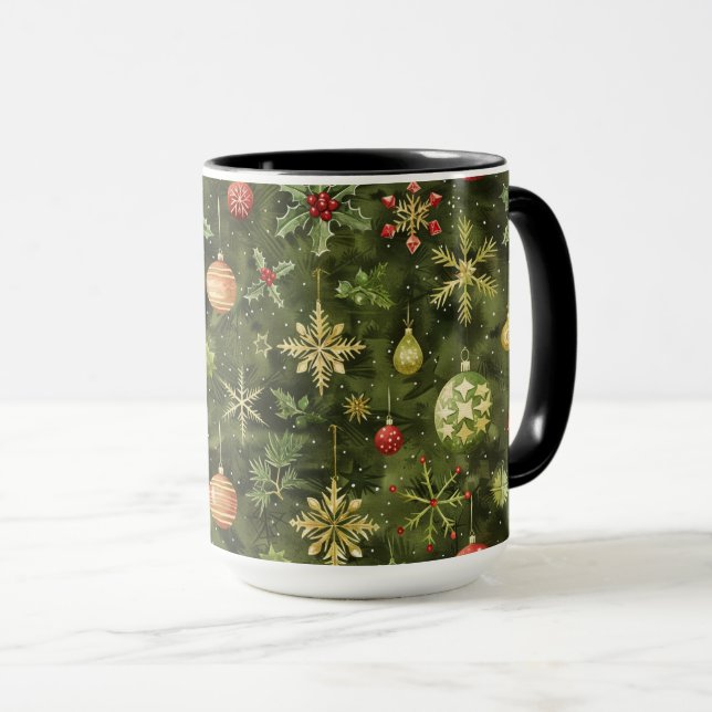 Mug Ornement de Noël en aquarelle (Devant droit)