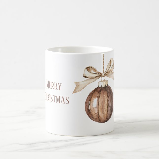 Mug Ornement de Noël marron Ruban crème (Centre)