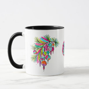 Mug Ornement de sapin de Noël rose esthétique