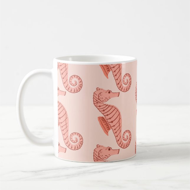 Mug Ornement de seahorse doodle : arrière - plan rose. (Gauche)