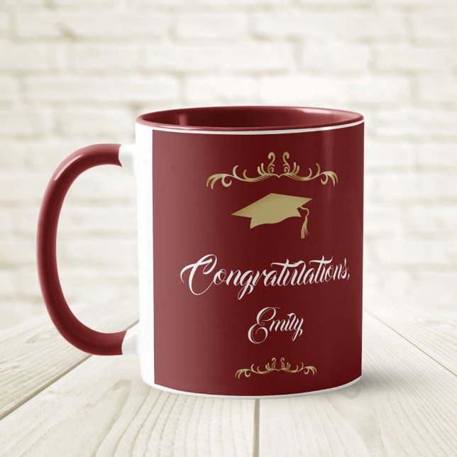 Mug Ornement Doré Élégant Félicitations Diplômé (Créateur téléchargé)