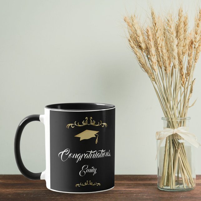 Mug Ornement Doré Élégant Félicitations Diplôme (Créateur téléchargé)