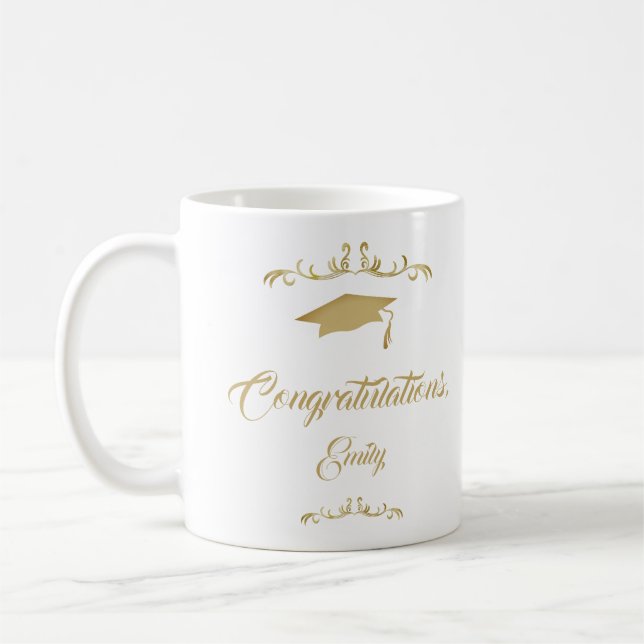 Mug Ornement Doré Élégant Félicitations Diplôme (Gauche)