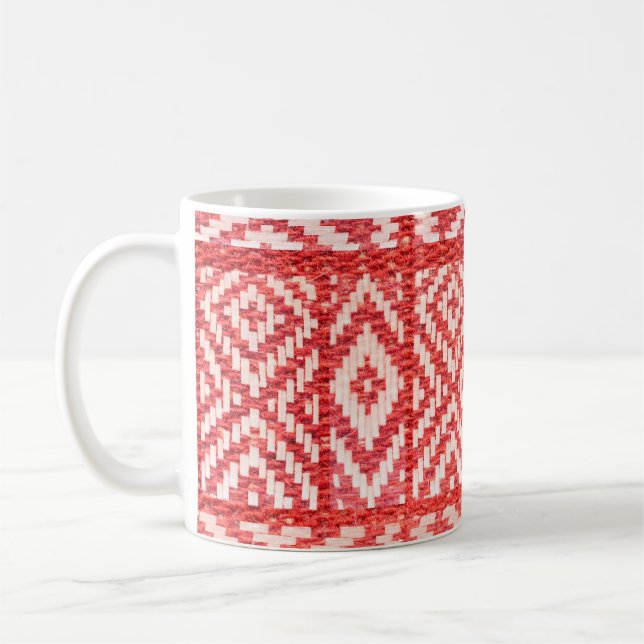 Mug ornement ethnique sur lin naturel textile (Gauche)