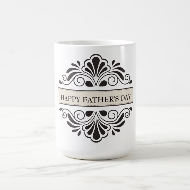 Mug Ornement Floral Noir - Bonne Fête des pères (Centre)
