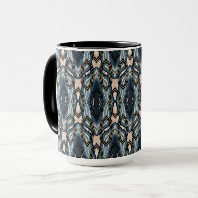 Mug Ornement géométrique oriental bleu (Devant gauche)