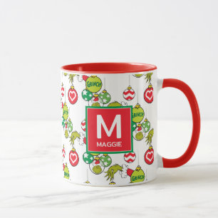Mug Ornement Grinch   Ajoutez votre nom et initiale